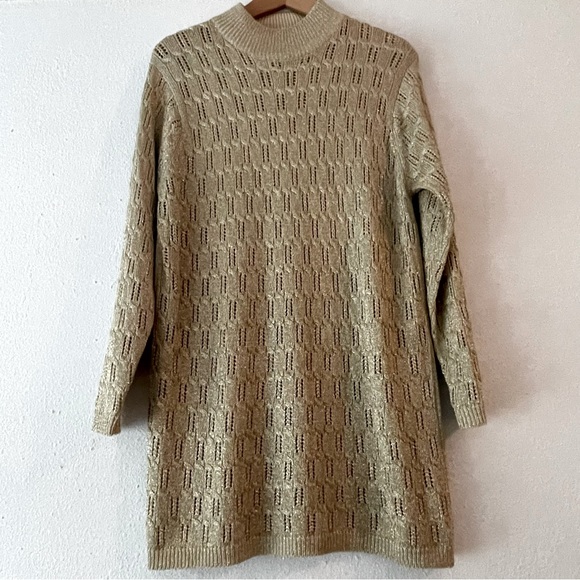 MARISA CHRISTINA Vintage Long Sleeve sweater metallic gold shimmer, Size: M / L - Picture 1 of 12